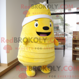 Mascottefiguur van een gele...