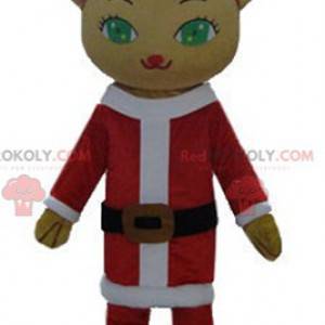 Mascote ursinho de pelúcia com roupa de Papai Noel -