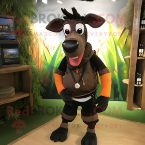 Black Okapi mascot costume character dressed with a Cargo Shorts and Cummerbunds