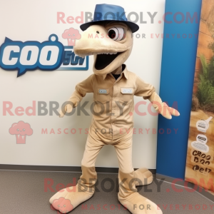 Maskotkarakter af en beige...