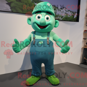 Maskotkarakter af en cyan...
