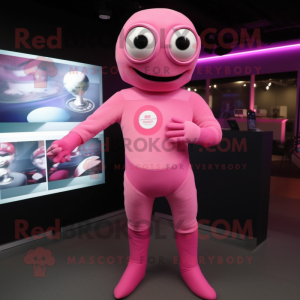 Pink Cyclops maskot kostume...