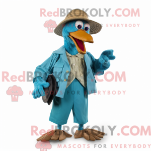 Maskot karakter af en cyan...