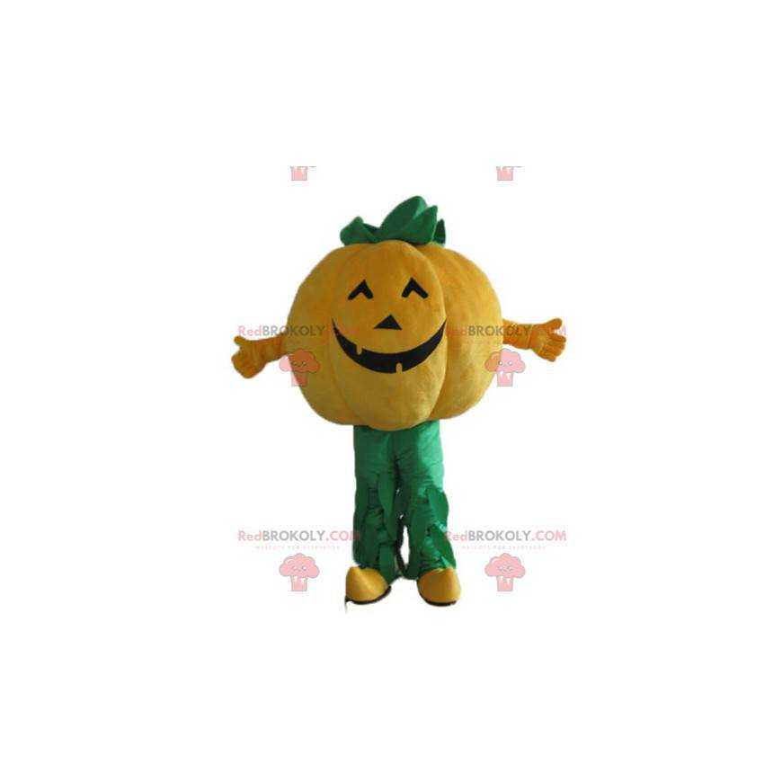 Giant orange and green pumpkin mascot - Redbrokoly.com