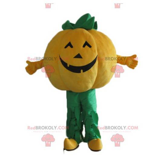 Riesiges orange und grünes Kürbismaskottchen - Redbrokoly.com