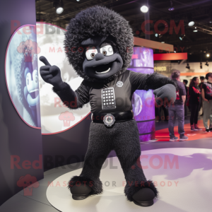 Black Ice mascot costume character dressed with a Jeggings and Watches