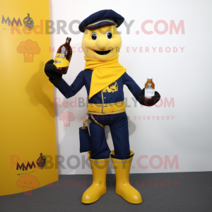 Navy fles mosterd mascotte...