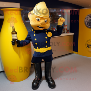 Navy fles mosterd mascotte...