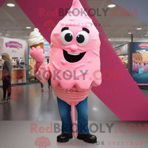 Maskot karakter av en rosa...