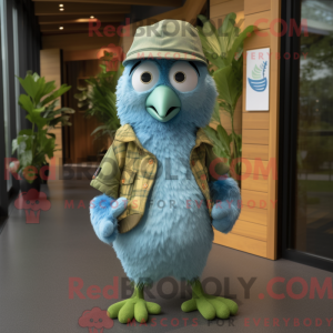 Maskot-karakter av en cyan...