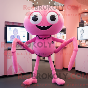 Mascottefiguur van een roze...