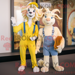 Maskot-karakter av en gul...