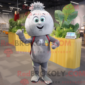 Maskot karakter af en grå...
