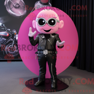 Maskotfigur av en rosa...