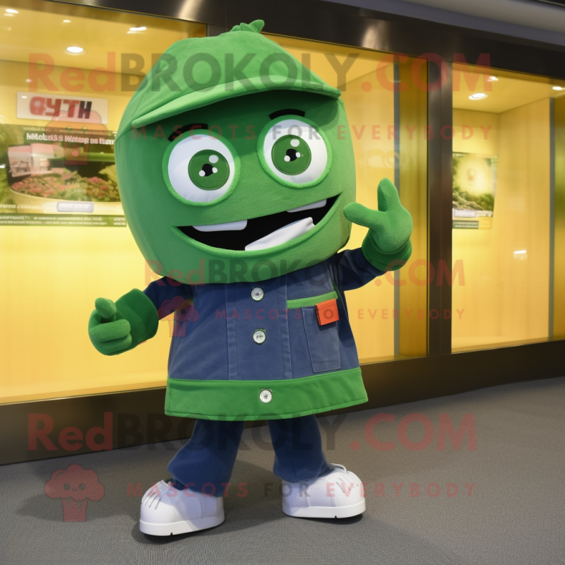 Forest Green Phone mascot costume character dressed with a Denim Shorts and Coin purses