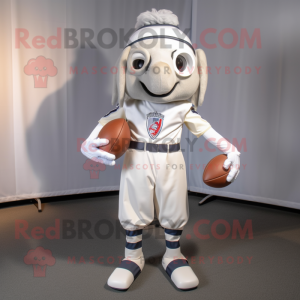 White American Football Helmet mascot costume character dressed with a Pleated Skirt and Pocket squares