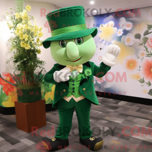 Maskot karakter af en grøn...