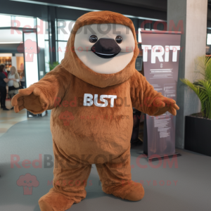 Rust Giant Sloth mascot costume character dressed with a Trousers and Wraps