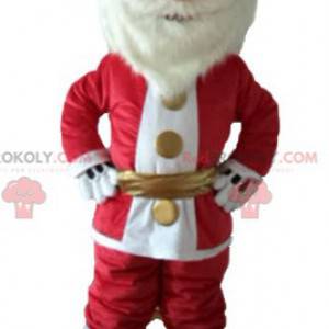 Weihnachtsmann-Maskottchen in Rot und Weiß mit Bart gekleidet -