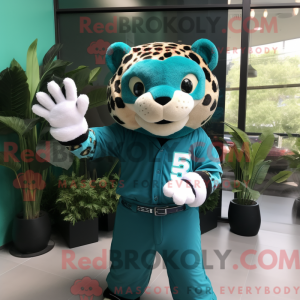 Maskot-karakter av en Teal...