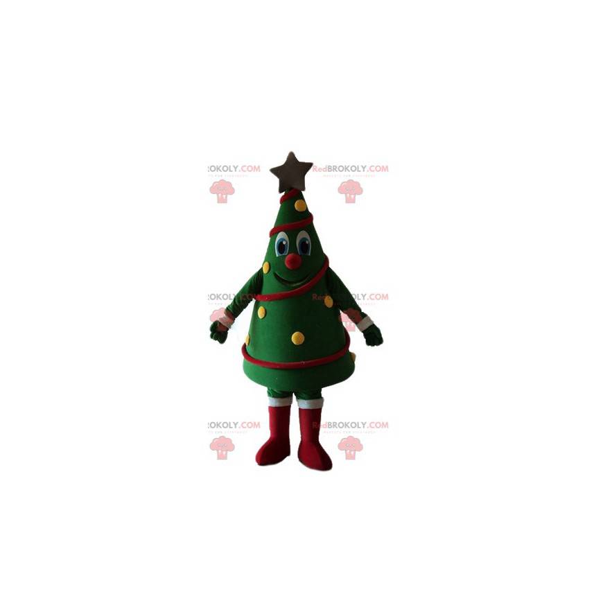 Mascot decorated Christmas tree very smiling and colorful -