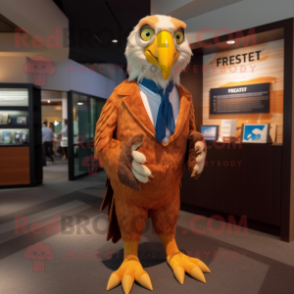 Rust Haast S Eagle personagem de mascote vestido com um macacão e gravatas - Mascotes Haast'S Eagle - RedBrokoly.com