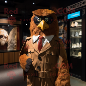 Rust Haast'S Eagle mascot costume character dressed with a Playsuit and Ties