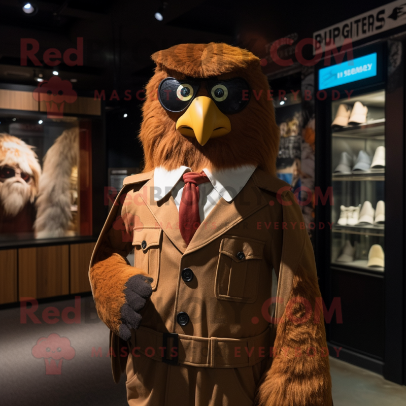 Rust Haast'S Eagle mascot costume character dressed with a Playsuit and Ties Rust Haast'S Eagle mascot costume character dressed with a Playsuit and Ties