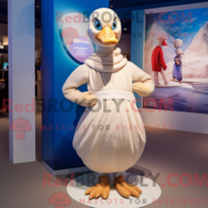 Fantasia de mascote de um Cisne Bege com macacão e cachecóis - Cisnes mascotes - REBROKO_375606 - RedBrokoly.com