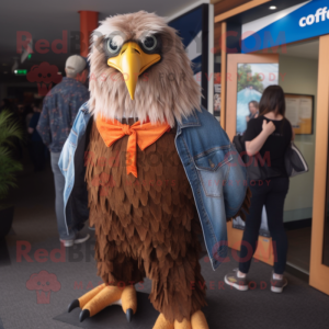 Rust Haast'S Eagle mascot costume character dressed with a Playsuit and Ties