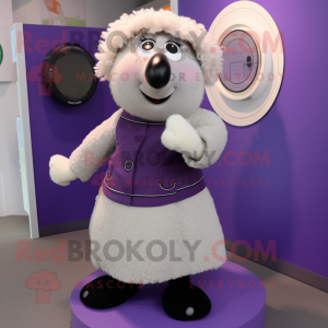 Lavender Shepard'S Pie mascot costume character dressed with a Circle Skirt and Cufflinks