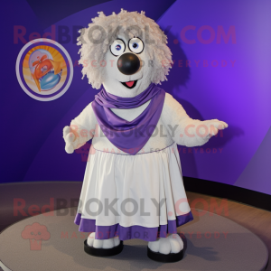 Lavender Shepard'S Pie mascot costume character dressed with a Circle Skirt and Cufflinks