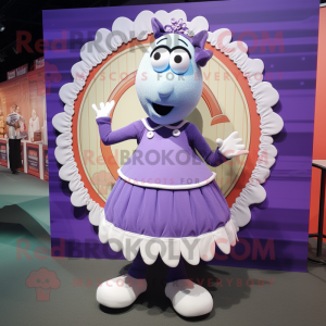 Lavender Shepard'S Pie mascot costume character dressed with a Circle Skirt and Cufflinks