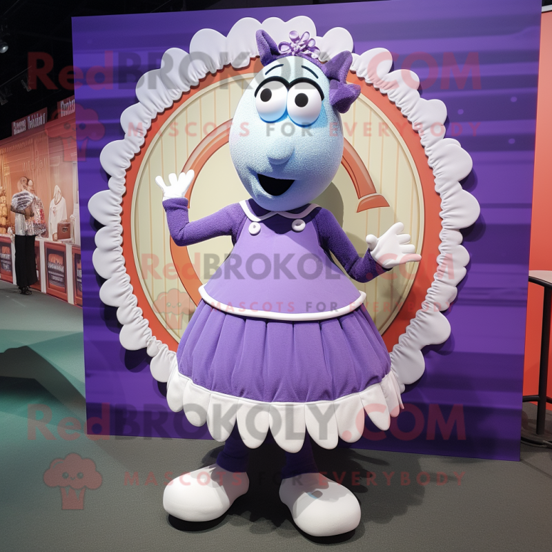 Lavender Shepard'S Pie mascot costume character dressed with a Circle Skirt and Cufflinks