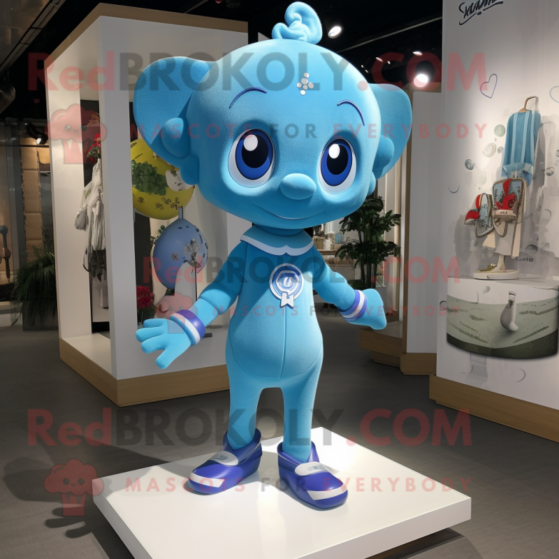 Sky Blue Pendant mascot costume character dressed with a Playsuit and Anklets Sky Blue Pendant mascot costume character dressed with a Playsuit and Anklets