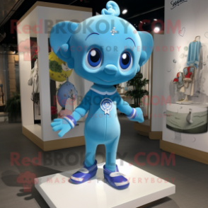 Sky Blue Pendant mascot costume character dressed with a Playsuit and Anklets