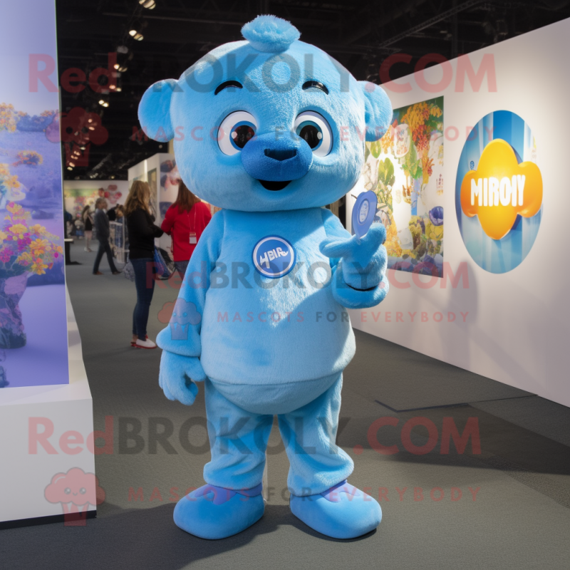 Sky Blue Pendant mascot costume character dressed with a Playsuit and Anklets Sky Blue Pendant mascot costume character dressed with a Playsuit and Anklets