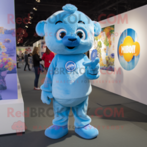 Sky Blue Pendant mascot costume character dressed with a Playsuit and Anklets
