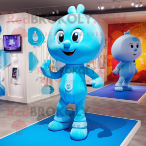 Sky Blue Pendant mascot costume character dressed with a Playsuit and Anklets