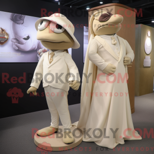 Maskotkarakter af en beige...