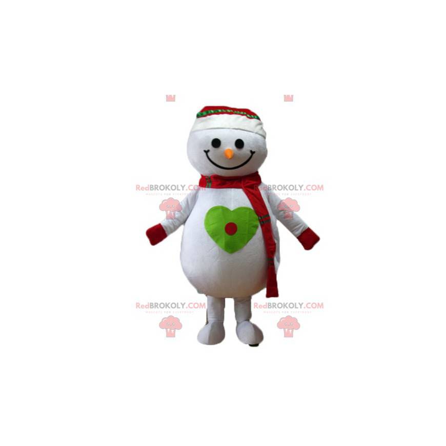 Very smiling big snowman mascot - Redbrokoly.com