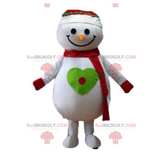 Very smiling big snowman mascot - Redbrokoly.com