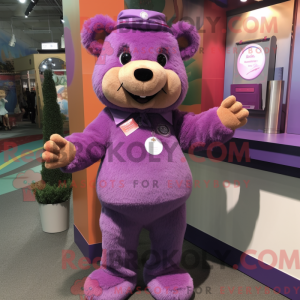 Maskot karakter af en lilla...
