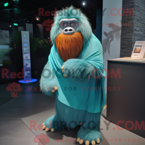 Maskotkarakter av en cyan...