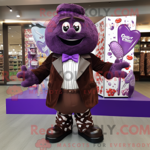 Maskot karakter af en lilla...