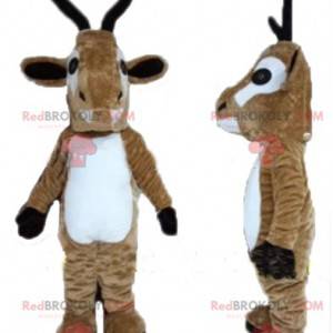 Hnědý a bílý sobí kozí maskot - Redbrokoly.com