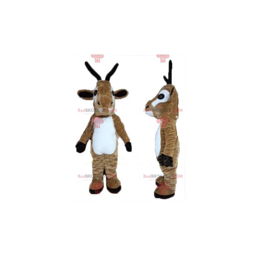 Hnědý a bílý sobí kozí maskot - Redbrokoly.com