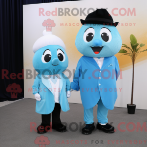 Mascote de um Damasco Azul-Céu com blazer e xales - Mascotes de damasco - REBROKO_376014 - RedBrokoly.com