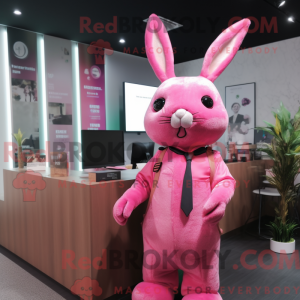 Mascottefiguur van een roze...