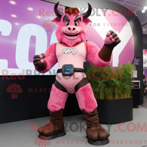 Maskotfigur af en Pink...